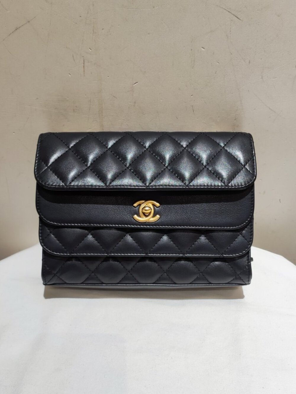 Chanel Classic Flap WOC Black Quilted Calfskin Chain Crossbody Bag